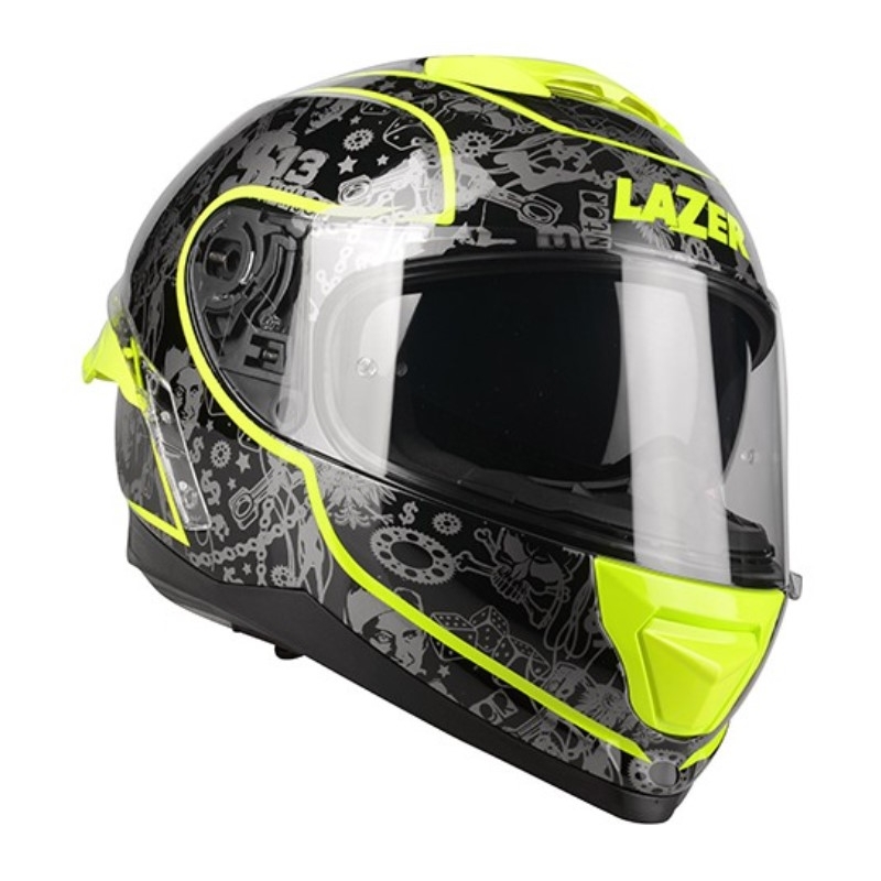 Lazer Rafale SR $13 Оригинална черно-сиво-флуо-жълта интегрална мотоциклетна каска разпродажба