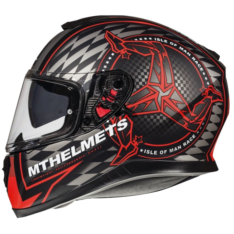 Integrální přilba na motorku MT Thunder 3 SV Isle Of Man černo-šedo-červená výprodej