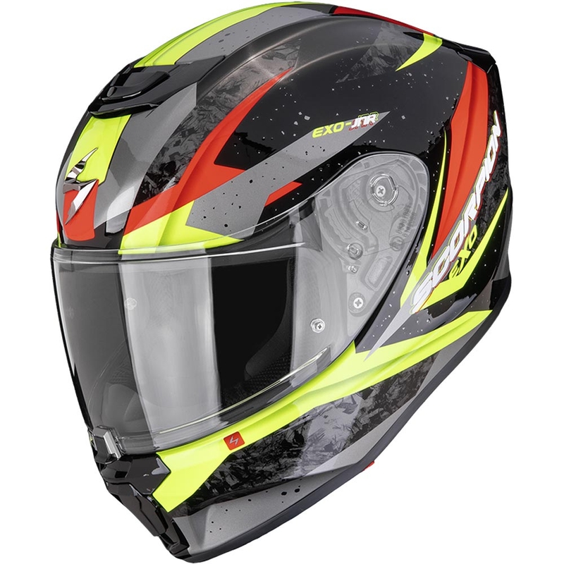 Детска мотоциклетна каска Scorpion EXO-JNR Air Tako, черно-флуоресцентно жълто-червено