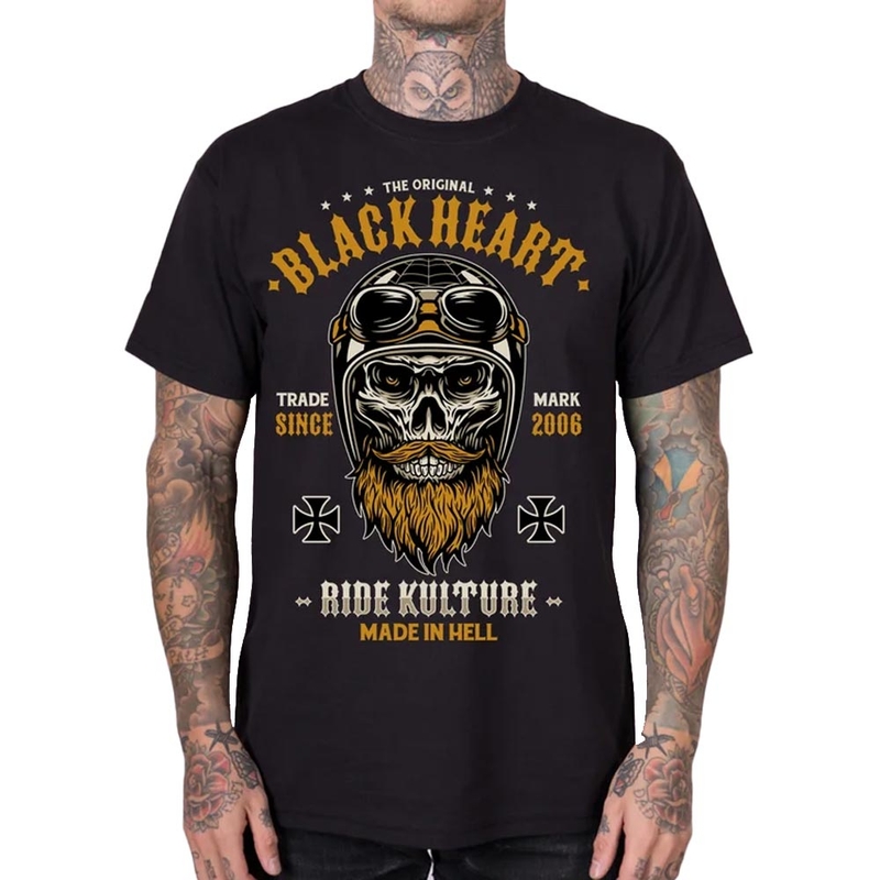Тениска Black Heart Whiskery черна