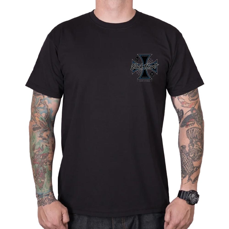 Тениска Black Heart Chopper Cross черна