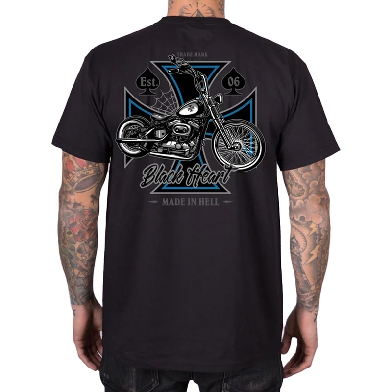 Тениска Black Heart Chopper Cross черна