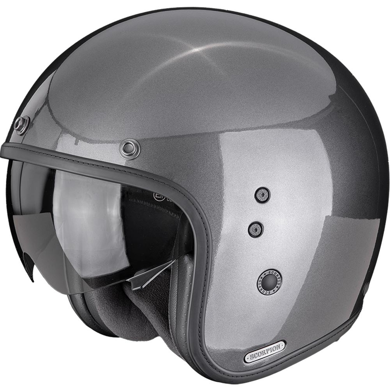 Мотоциклетна каска Scorpion Belfast II Solid с отворено лице, металик сив цвят