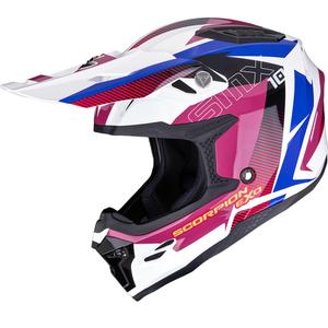 Каска за мотокрос Scorpion SMX-10 Speed, бяло-розово-синя