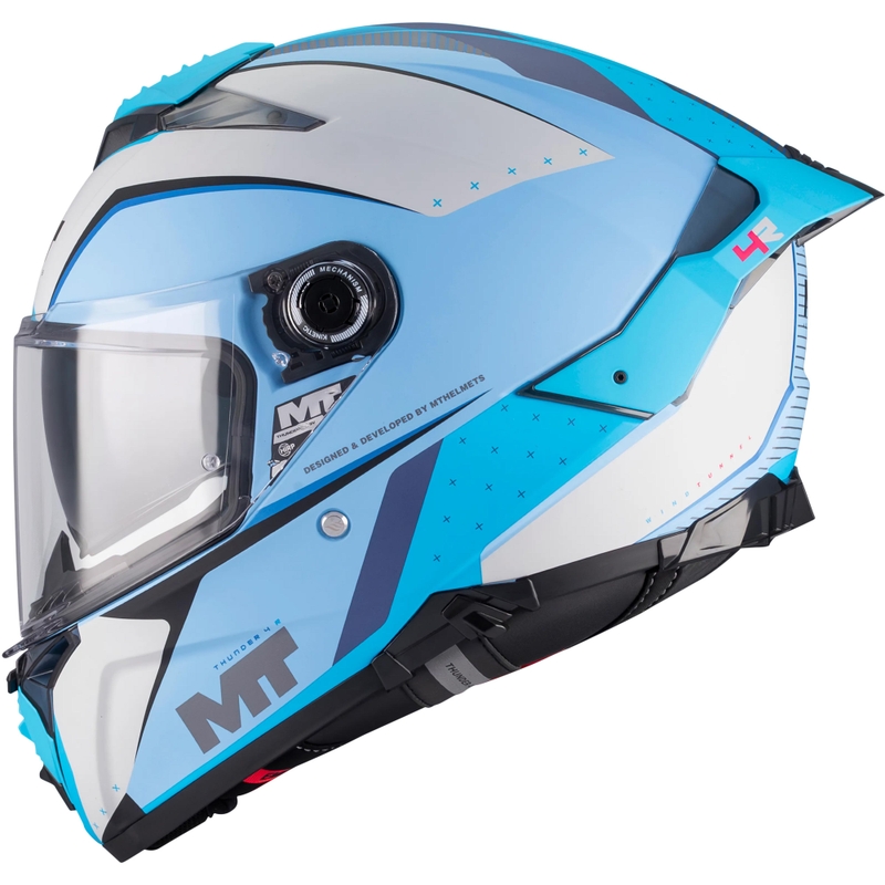 Мотоциклетна каска MT Thunder 4 R SV Wind Tunnel C7, матово синьо-сива