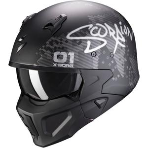 Отворена каска с маска Scorpion COVERT-X Xborg черно-сребриста