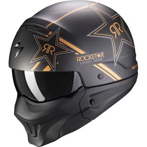Отворена каска с маска Scorpion EXO-COMBAT EVO Rockstar черно-златиста