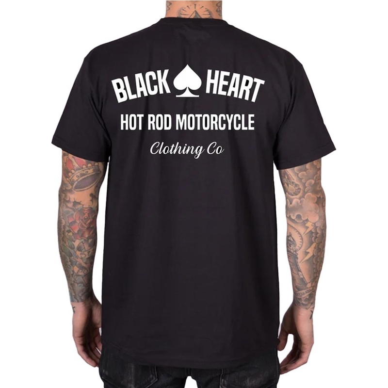Черна тениска за мотоциклет Black Heart Hot Rod