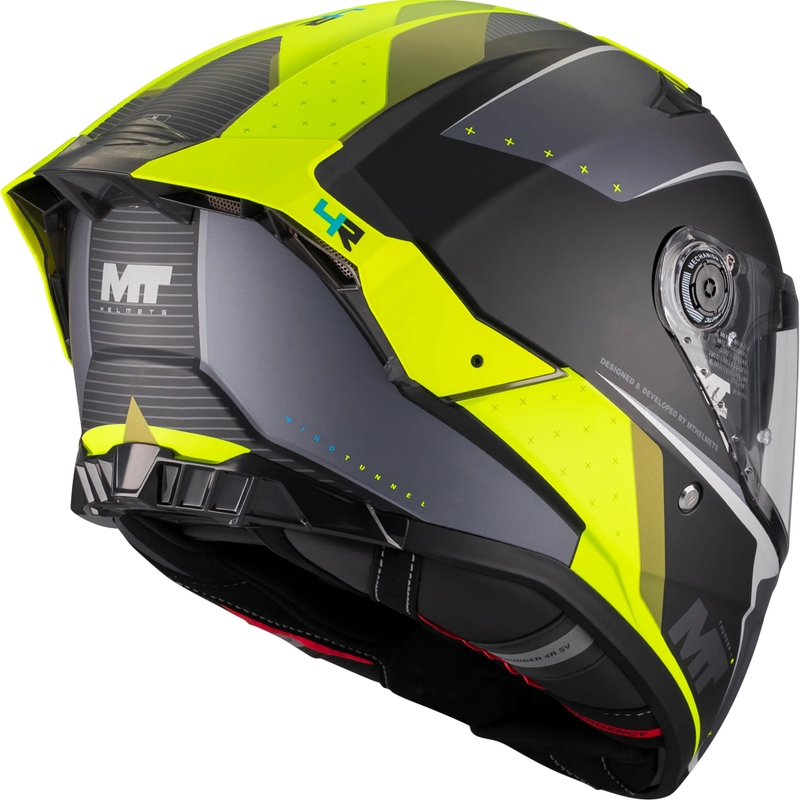 Мотоциклетна каска MT Thunder 4 R SV Wind Tunnel B3 черно-сиво-флуоресцентно жълто