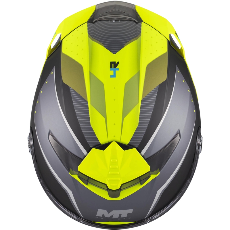 Мотоциклетна каска MT Thunder 4 R SV Wind Tunnel B3 черно-сиво-флуоресцентно жълто