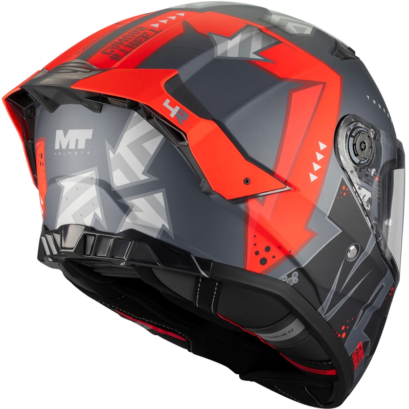 Мотоциклетна каска MT Thunder 4 R SV Canvas C5, черно-сиво-червено