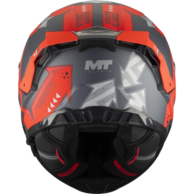 Мотоциклетна каска MT Thunder 4 R SV Canvas C5, черно-сиво-червено