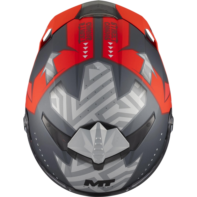 Мотоциклетна каска MT Thunder 4 R SV Canvas C5, черно-сиво-червено
