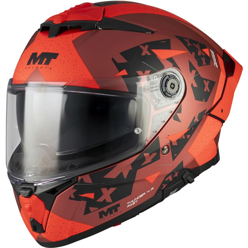 Мото каска MT Thunder 4 R SV Fast C5 матово черно-сиво-червено