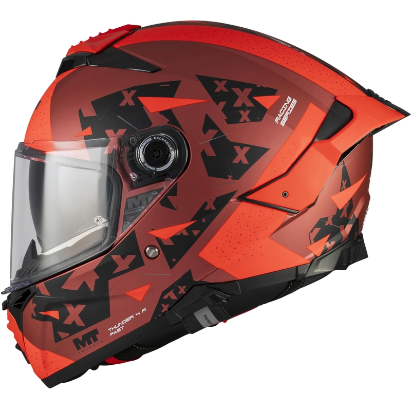 Мото каска MT Thunder 4 R SV Fast C5 матово черно-сиво-червено