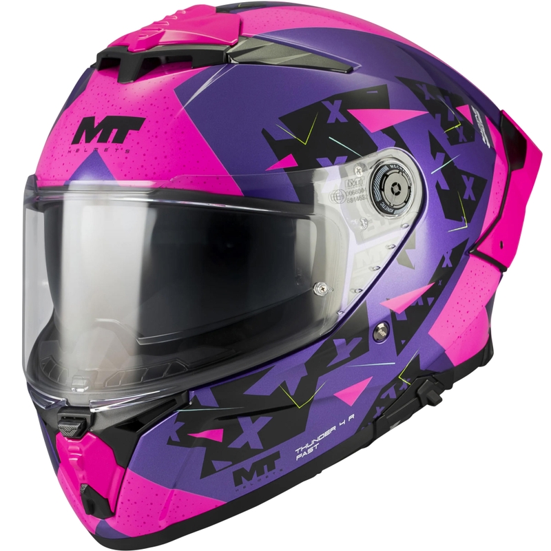 Мотоциклетна каска MT Thunder 4 R SV Fast C8, лилаво-розово-черно