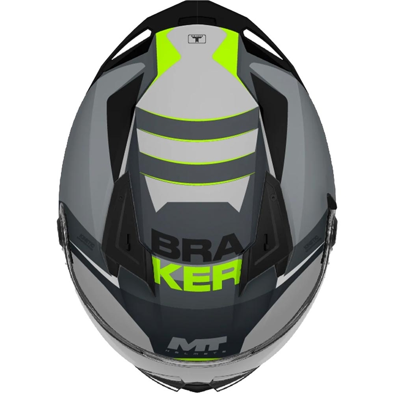 Мотоциклетна каска MT Braker SV Inception C2, сиво-флуоресцентна, жълта