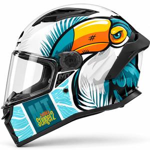 Мотоциклетна каска MT Stinger 2 Caribbean A6, синьо-бяла
