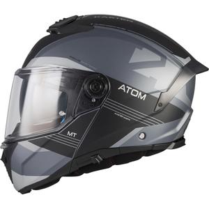 Мото каска MT Atom 2 SV Kaster C2 с отваряща се дръжка, матово черно-сива