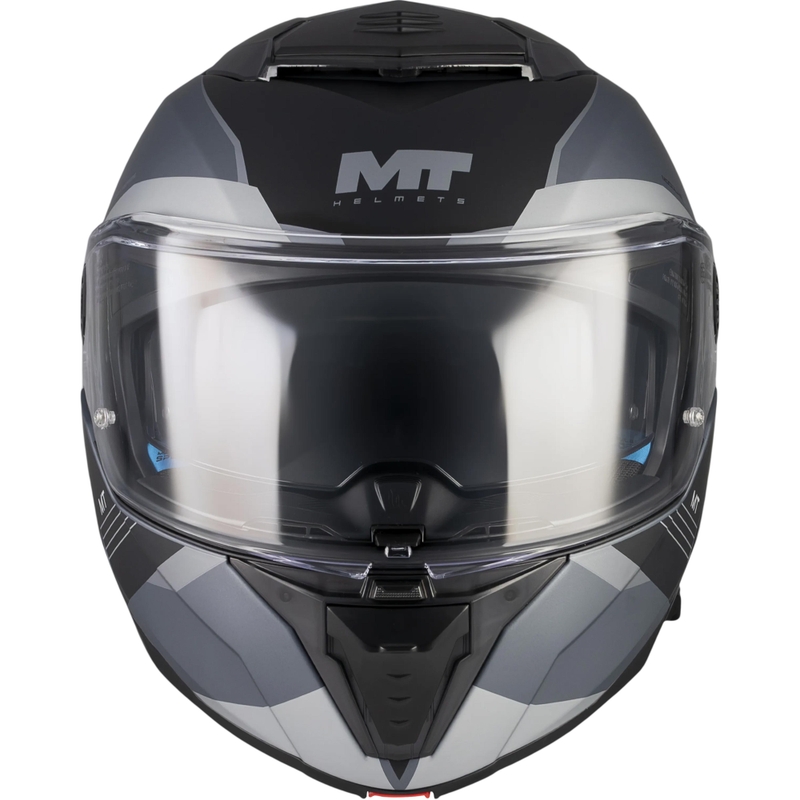 Мото каска MT Atom 2 SV Kaster C2 с отваряща се дръжка, матово черно-сива