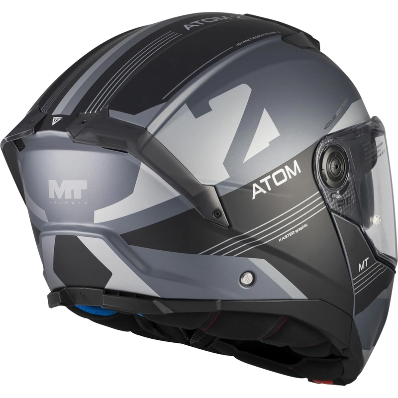 Мото каска MT Atom 2 SV Kaster C2 с отваряща се дръжка, матово черно-сива