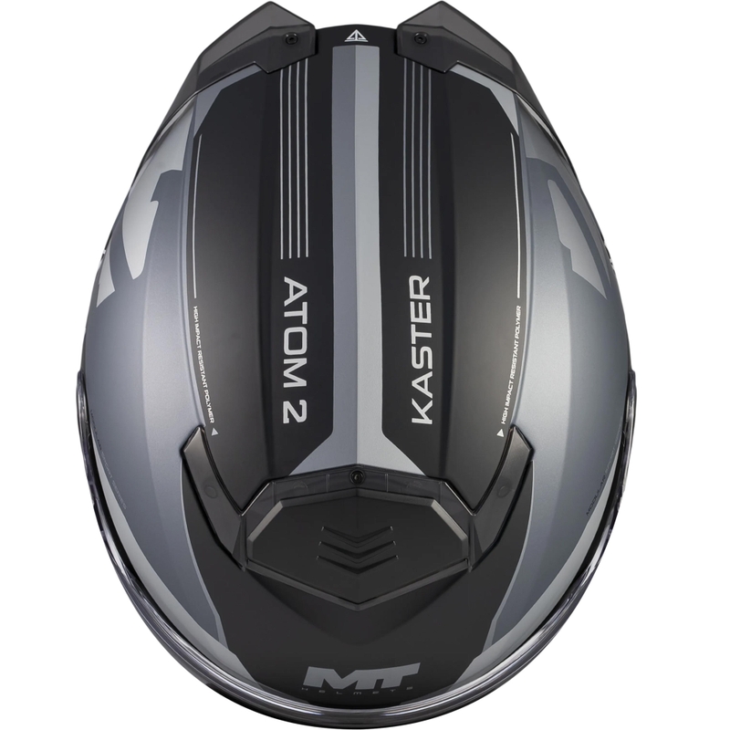 Мото каска MT Atom 2 SV Kaster C2 с отваряща се дръжка, матово черно-сива