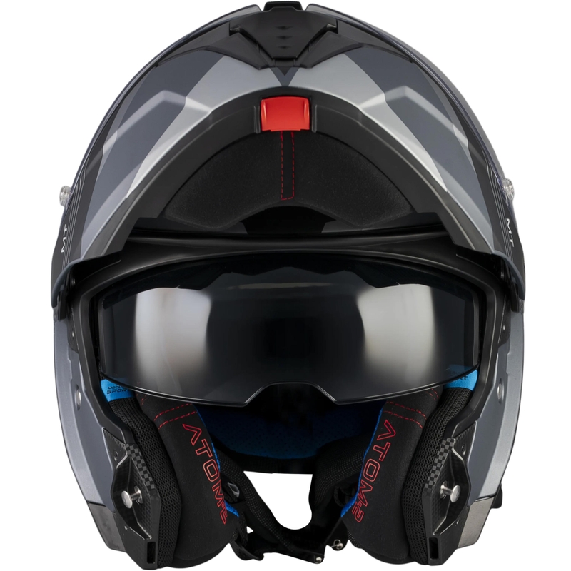 Мото каска MT Atom 2 SV Kaster C2 с отваряща се дръжка, матово черно-сива