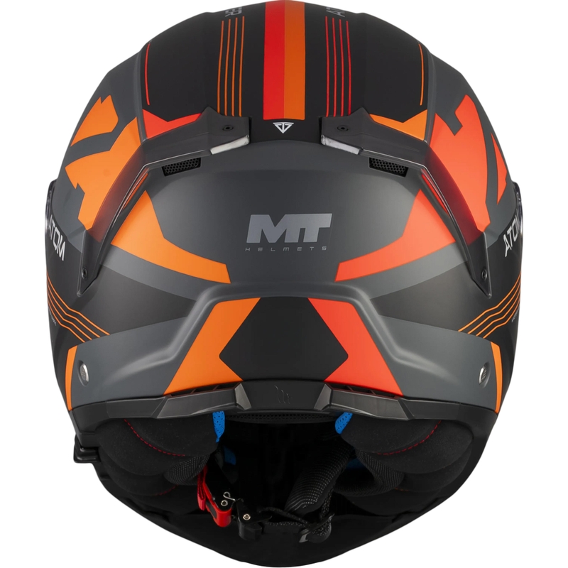 Мото каска MT Atom 2 SV Kaster C14 с отваряща се дръжка, матово черно-сиво-оранжева