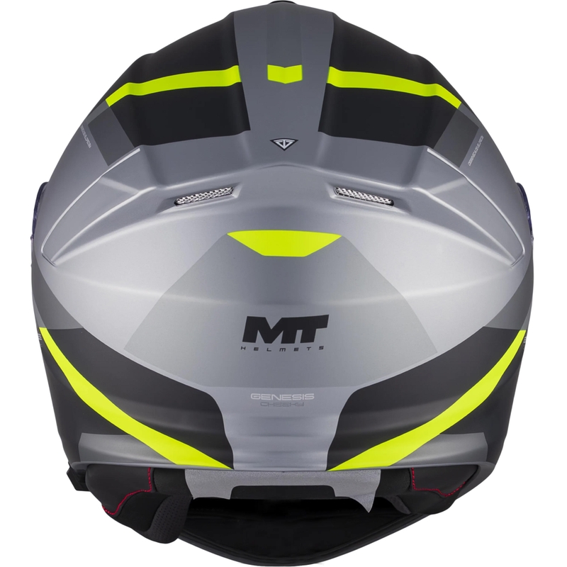 Каска за мотоциклет MT Genesis R SV Cheeky C3, черно-сиво-флуоресцентно жълто