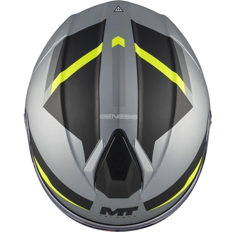Каска за мотоциклет MT Genesis R SV Cheeky C3, черно-сиво-флуоресцентно жълто