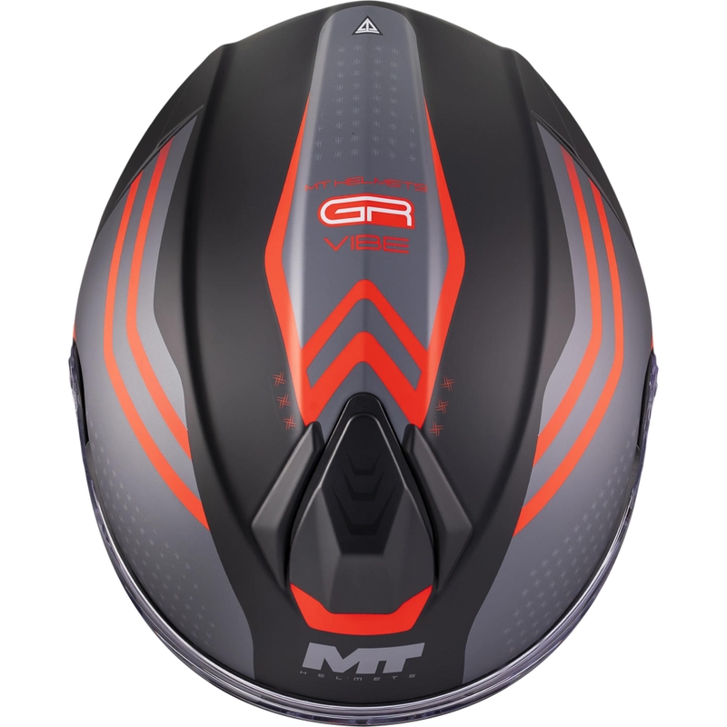Каска за мотоциклет MT Genesis R SV Vibe B5 с отваряща се конструкция, матово черно-сиво-червено