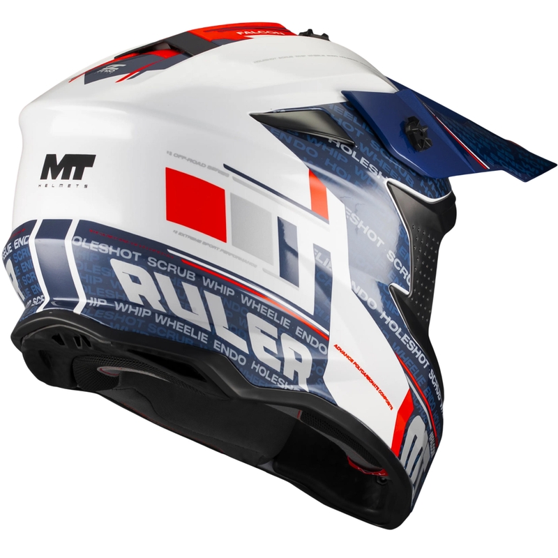 Мотокрос каска MT Falcon S Ruler A15 синьо-бяло-червено