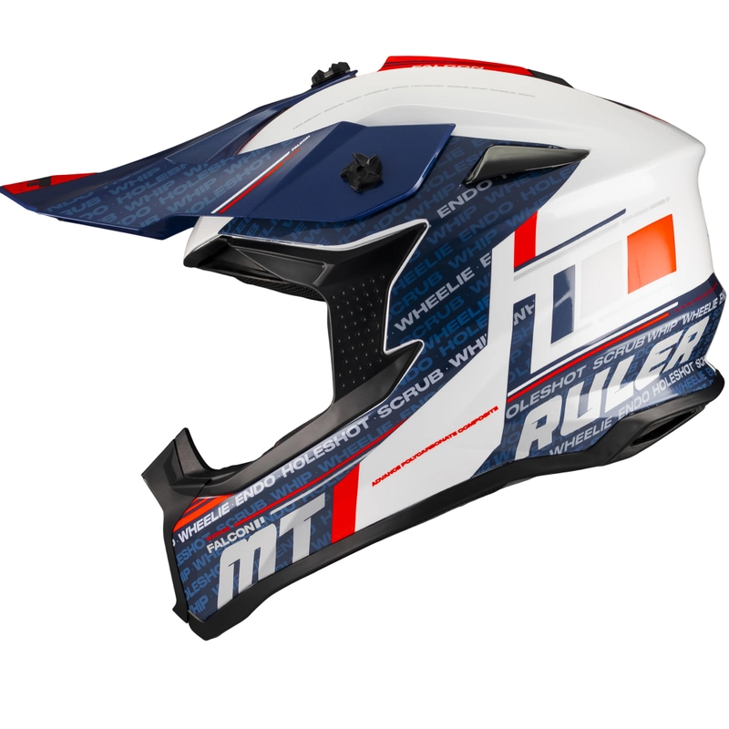 Мотокрос каска MT Falcon S Ruler A15 синьо-бяло-червено