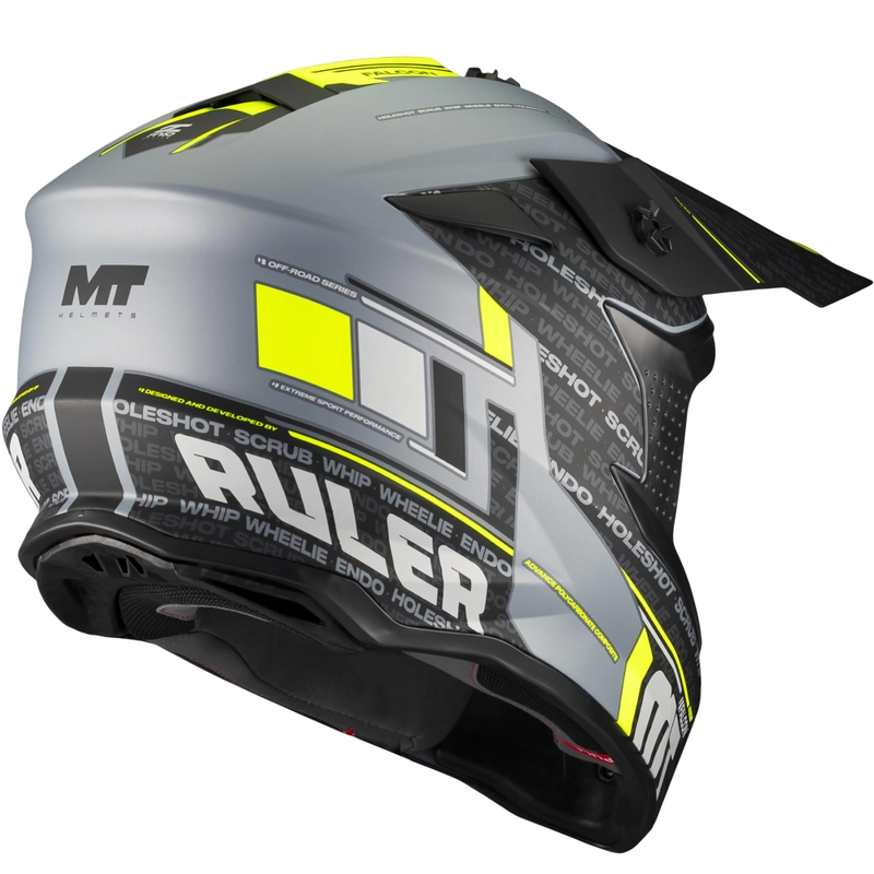 Мотокрос каска MT Falcon S Ruler C2 матово черно-сиво-флуоресцентно жълто
