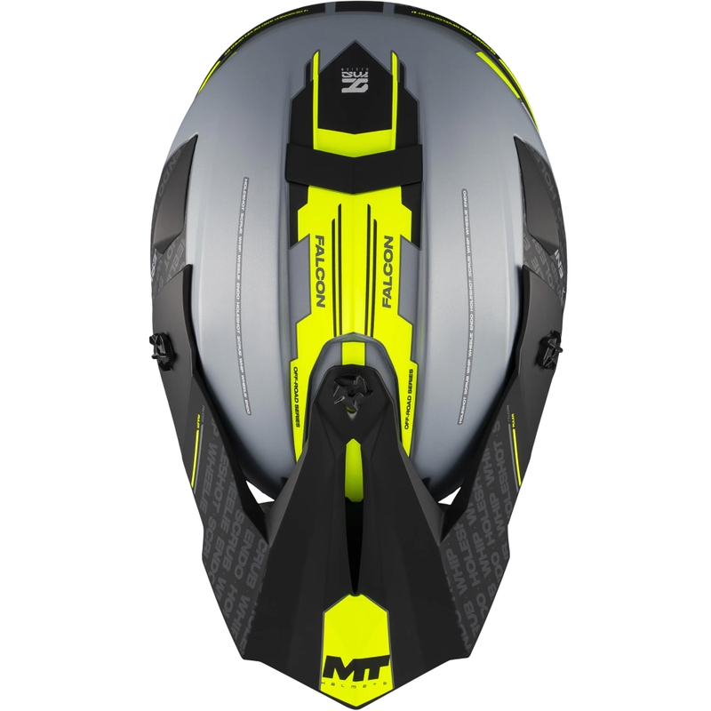 Мотокрос каска MT Falcon S Ruler C2 матово черно-сиво-флуоресцентно жълто