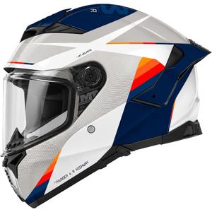 Мото каска за цял нос MT Thunder 4 R SV Highway A7 бяло-сиво-синьо