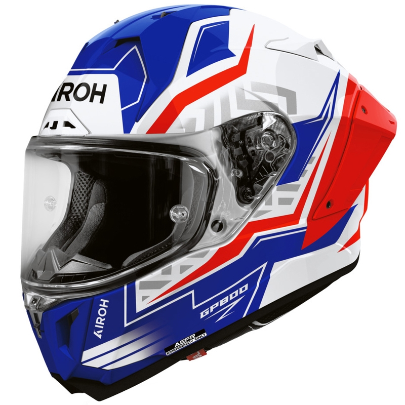 Мотоциклетна каска Airoh GP 800 Victory, пълнолицева, синьо-червена