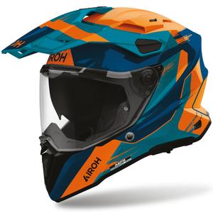 Ендуро каска за мотоциклет Airoh Commander 2 Razor синьо-оранжева