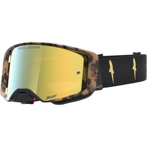 Мотокрос очила Alpinestars Supertech Zona, лимитирана серия, черно-кафяви с огледално-златен плексиглас