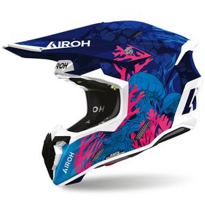 Каска за подводен мотокрос Airoh Twist 3, синьо-бяло-розова