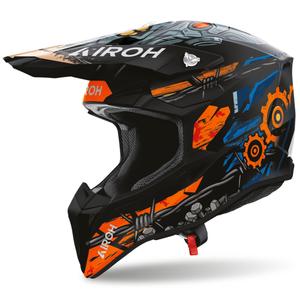 Каска за мотокрос Airoh Wraaap Gear, матово черно-оранжева
