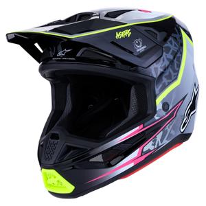 Каска за мотоциклет Alpinestars Supertech S-M7 Blaster, сиво-флуоресцентно жълта