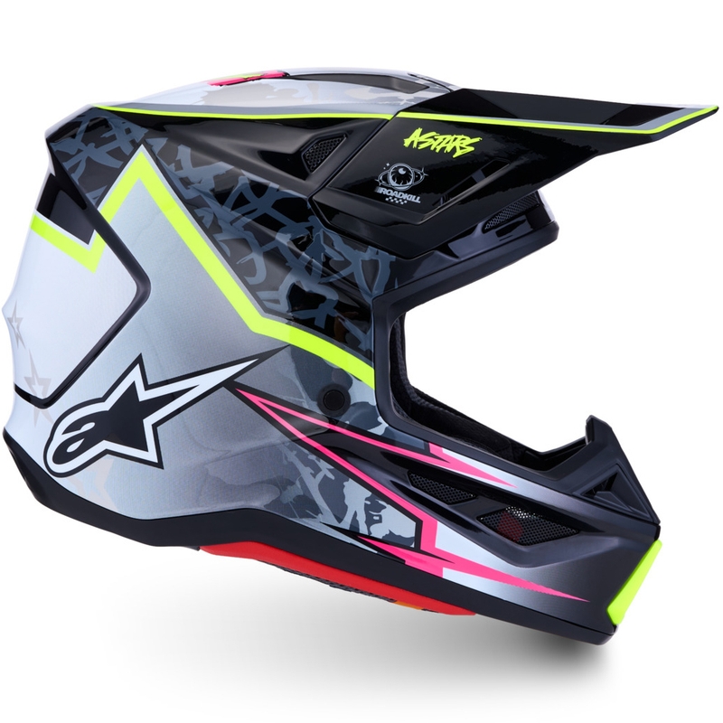 Каска за мотоциклет Alpinestars Supertech S-M7 Blaster, сиво-флуоресцентно жълта