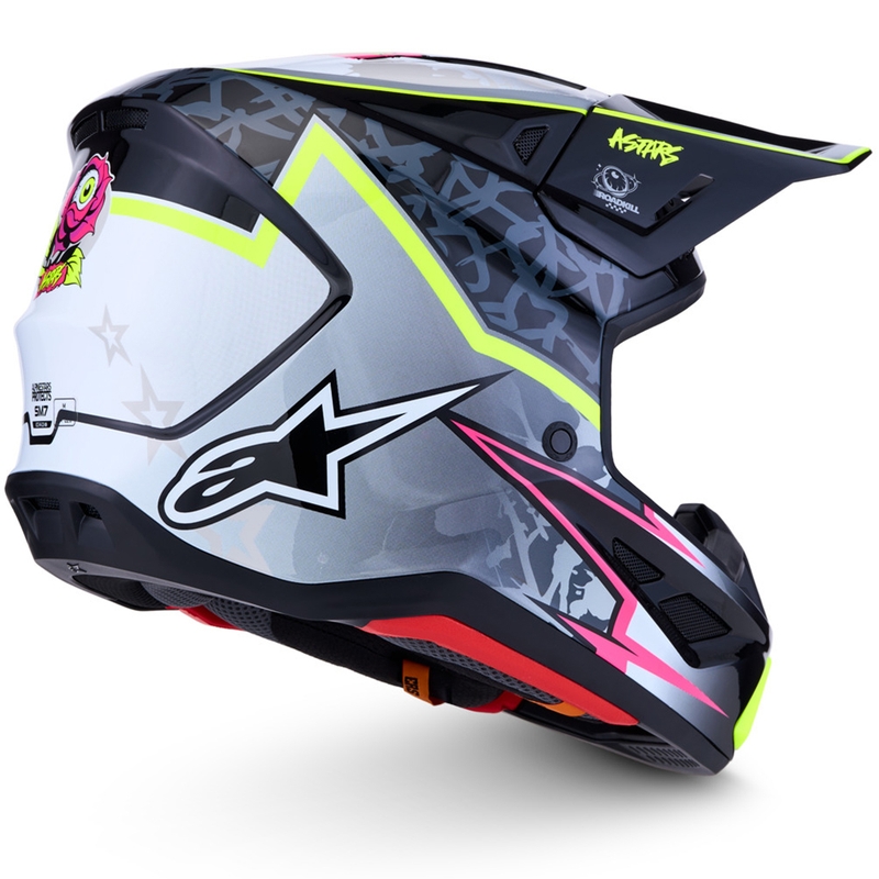 Каска за мотоциклет Alpinestars Supertech S-M7 Blaster, сиво-флуоресцентно жълта
