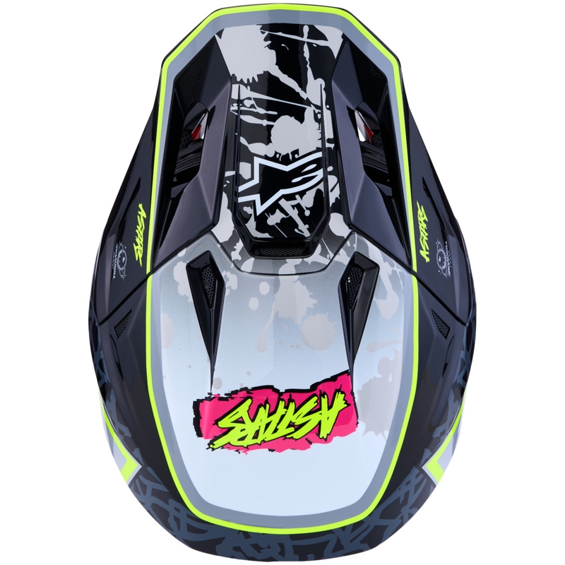 Каска за мотоциклет Alpinestars Supertech S-M7 Blaster, сиво-флуоресцентно жълта