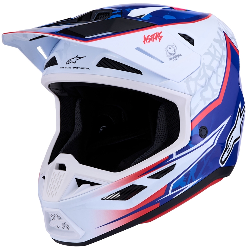 Каска за мотокрос Alpinestars Supertech S-M7 Blaster в бяло-синьо