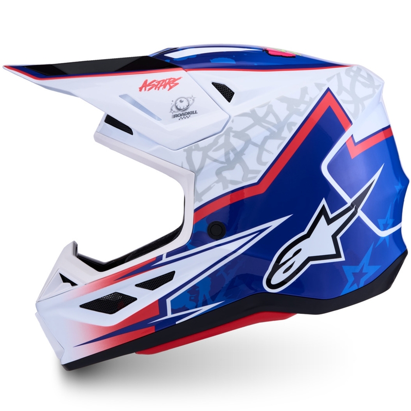 Каска за мотокрос Alpinestars Supertech S-M7 Blaster в бяло-синьо