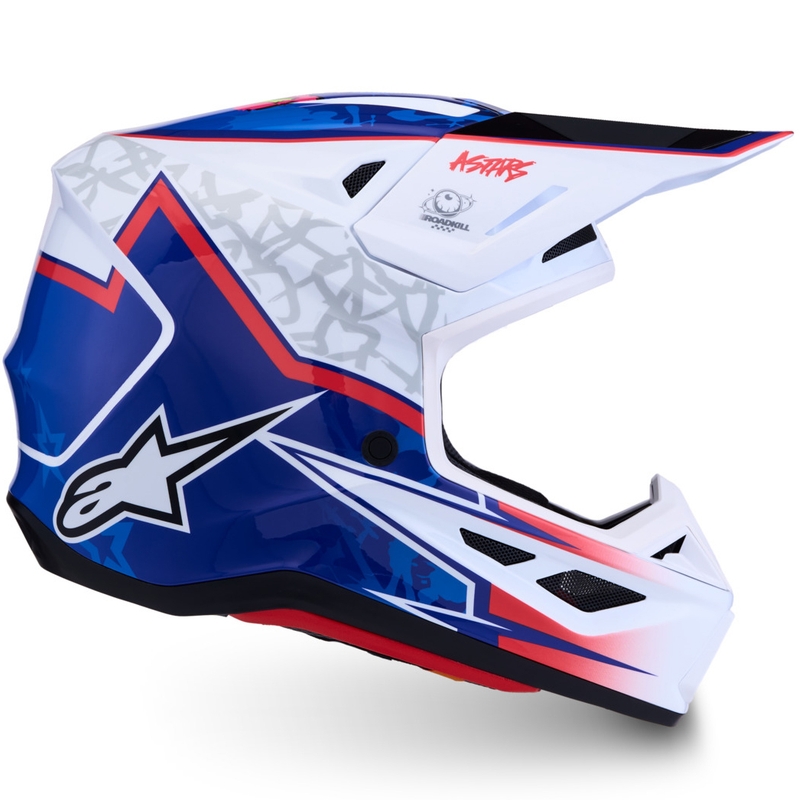 Каска за мотокрос Alpinestars Supertech S-M7 Blaster в бяло-синьо