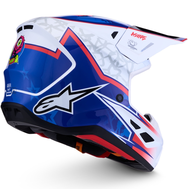 Каска за мотокрос Alpinestars Supertech S-M7 Blaster в бяло-синьо