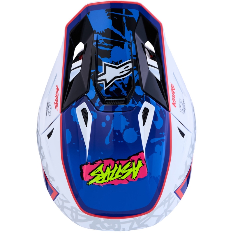 Каска за мотокрос Alpinestars Supertech S-M7 Blaster в бяло-синьо